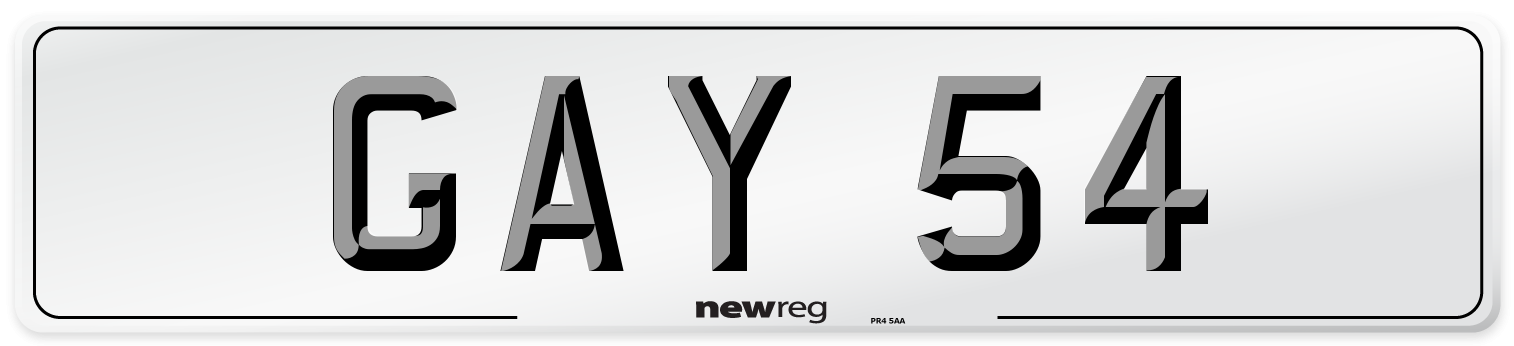 GAY 54 Number Plate from New Reg